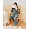 imageEkouaer Pajamas for Women Set Long Sleeve 2 Piece Lounge Sets V Neck Matching Pjs Soft Sleepwear Fall Winter SXXLArmy Green