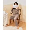 imageEkouaer Pajamas for Women Set Long Sleeve 2 Piece Lounge Sets V Neck Matching Pjs Soft Sleepwear Fall Winter SXXLBrown