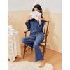 imageEkouaer Pajamas for Women Set Long Sleeve 2 Piece Lounge Sets V Neck Matching Pjs Soft Sleepwear Fall Winter SXXLDark Navy