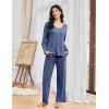 imageEkouaer Pajamas for Women Set Long Sleeve 2 Piece Lounge Sets V Neck Matching Pjs Soft Sleepwear Fall Winter SXXLDark Navy
