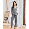 imageEkouaer Pajamas for Women Set Long Sleeve 2 Piece Lounge Sets V Neck Matching Pjs Soft Sleepwear Fall Winter SXXLGrey