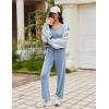 imageEkouaer Pajamas for Women Set Long Sleeve 2 Piece Lounge Sets V Neck Matching Pjs Soft Sleepwear Fall Winter SXXLLight Blue