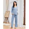 imageEkouaer Pajamas for Women Set Long Sleeve 2 Piece Lounge Sets V Neck Matching Pjs Soft Sleepwear Fall Winter SXXLLight Blue