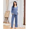 imageEkouaer Pajamas for Women Set Long Sleeve 2 Piece Lounge Sets V Neck Matching Pjs Soft Sleepwear Fall Winter SXXLNavy Blue