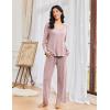 imageEkouaer Pajamas for Women Set Long Sleeve 2 Piece Lounge Sets V Neck Matching Pjs Soft Sleepwear Fall Winter SXXLPink