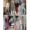 imageEkouaer Pajamas for Women Set Long Sleeve 2 Piece Lounge Sets V Neck Matching Pjs Soft Sleepwear Fall Winter SXXLRed