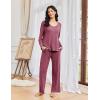imageEkouaer Pajamas for Women Set Long Sleeve 2 Piece Lounge Sets V Neck Matching Pjs Soft Sleepwear Fall Winter SXXLRed