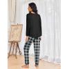imageEkouaer Womens Pajamas Set Long Sleeve Christmas PJ Sets Soft Lounge Set for Women Sleepwear Joggers with PocketsBlack and Dark Gray Plaid