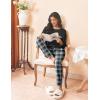 imageEkouaer Womens Pajamas Set Long Sleeve Christmas PJ Sets Soft Lounge Set for Women Sleepwear Joggers with PocketsBlack and Dark Gray Plaid