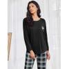 imageEkouaer Womens Pajamas Set Long Sleeve Christmas PJ Sets Soft Lounge Set for Women Sleepwear Joggers with PocketsBlack and Dark Gray Plaid