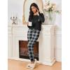 imageEkouaer Womens Pajamas Set Long Sleeve Christmas PJ Sets Soft Lounge Set for Women Sleepwear Joggers with PocketsBlack and Dark Gray Plaid