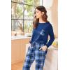 imageEkouaer Womens Pajamas Set Long Sleeve Christmas PJ Sets Soft Lounge Set for Women Sleepwear Joggers with PocketsBlue Plaid