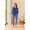 imageEkouaer Womens Pajamas Set Long Sleeve Christmas PJ Sets Soft Lounge Set for Women Sleepwear Joggers with PocketsBlue Plaid