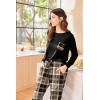 imageEkouaer Womens Pajamas Set Long Sleeve Christmas PJ Sets Soft Lounge Set for Women Sleepwear Joggers with PocketsBrown Plaid