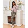 imageEkouaer Womens Pajamas Set Long Sleeve Christmas PJ Sets Soft Lounge Set for Women Sleepwear Joggers with PocketsDark Pink  Leopard