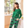 imageEkouaer Womens Pajamas Set Long Sleeve Christmas PJ Sets Soft Lounge Set for Women Sleepwear Joggers with PocketsLight Green Plaid