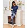imageEkouaer Womens Pajamas Set Long Sleeve Christmas PJ Sets Soft Lounge Set for Women Sleepwear Joggers with PocketsNavy Blue Plaid
