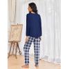 imageEkouaer Womens Pajamas Set Long Sleeve Christmas PJ Sets Soft Lounge Set for Women Sleepwear Joggers with PocketsNavy Blue Plaid