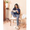 imageEkouaer Womens Pajamas Set Long Sleeve Christmas PJ Sets Soft Lounge Set for Women Sleepwear Joggers with PocketsNavy Blue Striped