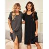 imageEkouaer 2 Pack Nightgowns for Women Button Down Night Shirts Short Sleeve Sleep Shirts V Neck Sleepwear Pajama DressBlack  Light Grey