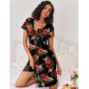imageEkouaer 2 Pack Nightgowns for Women Button Down Night Shirts Short Sleeve Sleep Shirts V Neck Sleepwear Pajama DressBlack Flower navy