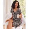 imageEkouaer 2 Pack Nightgowns for Women Button Down Night Shirts Short Sleeve Sleep Shirts V Neck Sleepwear Pajama DressBlack leopard