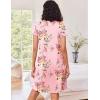 imageEkouaer 2 Pack Nightgowns for Women Button Down Night Shirts Short Sleeve Sleep Shirts V Neck Sleepwear Pajama DressBlue Flowers  Pink Flowers