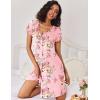 imageEkouaer 2 Pack Nightgowns for Women Button Down Night Shirts Short Sleeve Sleep Shirts V Neck Sleepwear Pajama DressBlue Flowers  Pink Flowers