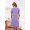 imageEkouaer 2 Pack Nightgowns for Women Button Down Night Shirts Short Sleeve Sleep Shirts V Neck Sleepwear Pajama DressBlue lilac