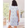imageEkouaer 2 Pack Nightgowns for Women Button Down Night Shirts Short Sleeve Sleep Shirts V Neck Sleepwear Pajama DressGreen Flowers  Blue Flowers