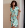imageEkouaer 2 Pack Nightgowns for Women Button Down Night Shirts Short Sleeve Sleep Shirts V Neck Sleepwear Pajama DressGreen Flowers  Blue Flowers