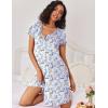 imageEkouaer 2 Pack Nightgowns for Women Button Down Night Shirts Short Sleeve Sleep Shirts V Neck Sleepwear Pajama DressGreen Flowers  Blue Flowers
