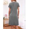 imageEkouaer 2 Pack Nightgowns for Women Button Down Night Shirts Short Sleeve Sleep Shirts V Neck Sleepwear Pajama DressGrey  Blossom