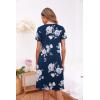 imageEkouaer 2 Pack Nightgowns for Women Button Down Night Shirts Short Sleeve Sleep Shirts V Neck Sleepwear Pajama DressNavy Flowers  Grey Flowers