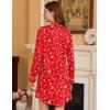 imageEkouaer 2 Pack Nightgowns for Women Long Sleeve Night Shirt Button Down Sleep Shirt VNeck Sleep Dress Pajama SleepwearBlackChristmas Print