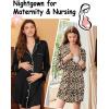 imageEkouaer 2 Pack Nightgowns for Women Long Sleeve Night Shirt Button Down Sleep Shirt VNeck Sleep Dress Pajama SleepwearBlackLeopard Print