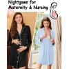 imageEkouaer 2 Pack Nightgowns for Women Long Sleeve Night Shirt Button Down Sleep Shirt VNeck Sleep Dress Pajama SleepwearBlackLight Blue