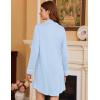 imageEkouaer 2 Pack Nightgowns for Women Long Sleeve Night Shirt Button Down Sleep Shirt VNeck Sleep Dress Pajama SleepwearBlackLight Blue