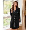 imageEkouaer 2 Pack Nightgowns for Women Long Sleeve Night Shirt Button Down Sleep Shirt VNeck Sleep Dress Pajama SleepwearBlackLight Blue