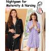 imageEkouaer 2 Pack Nightgowns for Women Long Sleeve Night Shirt Button Down Sleep Shirt VNeck Sleep Dress Pajama SleepwearBlackPurple Flowers