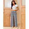 imageEkouaer 2 Pack Women Pajama Pants Soft Casual Pajama Bottoms Comfy Wide Leg Sleep Pants Pj Bottoms with PocketsBlackblack White Plaid