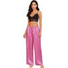 imageEkouaer 2 Pack Womens Satin Pajama Pants Silk Sleep Lounge Pants Loose Pj Bottom with PocketsBlack and Pink Leopard