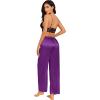 imageEkouaer 2 Pack Womens Satin Pajama Pants Silk Sleep Lounge Pants Loose Pj Bottom with PocketsPurple and Black