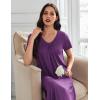imageEkouaer 3 Pack Long Nightgowns for Women Plus Size House Dress Short Sleeve Night Gown V Neck Casual Nightshirt M4XLBlackBluePurple