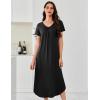imageEkouaer 3 Pack Long Nightgowns for Women Plus Size House Dress Short Sleeve Night Gown V Neck Casual Nightshirt M4XLBlackBlueWhite Blue Striped