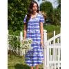 imageEkouaer 3 Pack Long Nightgowns for Women Plus Size House Dress Short Sleeve Night Gown V Neck Casual Nightshirt M4XLBlackBlueWhite Blue Striped