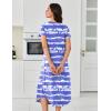 imageEkouaer 3 Pack Long Nightgowns for Women Plus Size House Dress Short Sleeve Night Gown V Neck Casual Nightshirt M4XLBlackBlueWhite Blue Striped