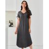 imageEkouaer 3 Pack Long Nightgowns for Women Plus Size House Dress Short Sleeve Night Gown V Neck Casual Nightshirt M4XLBlackGreyBlack Butterfly