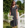 imageEkouaer 3 Pack Long Nightgowns for Women Plus Size House Dress Short Sleeve Night Gown V Neck Casual Nightshirt M4XLBlackGreyBlue
