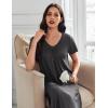 imageEkouaer 3 Pack Long Nightgowns for Women Plus Size House Dress Short Sleeve Night Gown V Neck Casual Nightshirt M4XLBlackGreyLeopard